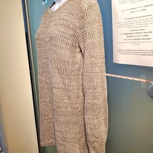 Medium, Beautiful Grey Knit Long Sweater or Dress, L/S Roll up Cuffs, Stretchy